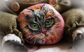Рисунок на камне. Мечтающий кот