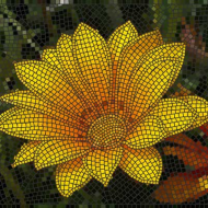 Панно из мозаики с желтым цветком