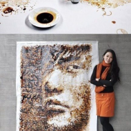 Картина, нарисованная следами кофе..
