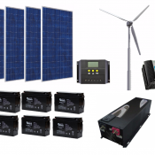 Солнечный модуль (265Вт/24В) – 4 шт.
Аккумулятор (GEL 120А*ч/12В) – 6 шт.
Контроллер заряда MPPT 12/24В 30А – 1 шт.
Инвертор (синусоидальный, 3000 Вт) – 1шт.
Ветрогенератор 1,5 кВт- 1шт.
Контроллер 50 А- 1 шт.  Солнечная батарея 3 кВт  Anytek  500000  Доставка платная    комплект  Солнечная  Альтернативные источники энергии: солнечные батареи, ветрогенераторы Kuat ТОО