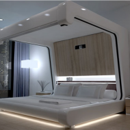 Дизайн современной кровати в космическом стиле