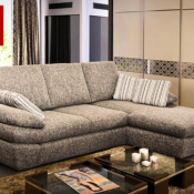 Современный угловой диван с интересным дизайном, механизм трансформации - \