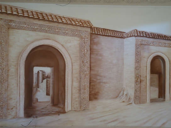 Роспись на стене: архитектура в песках